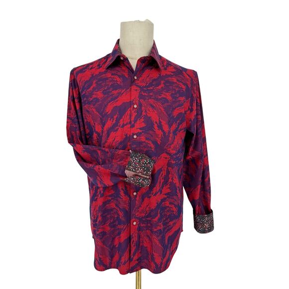 Robert Graham Woven Button Front Long Sleeve Shirt EXPRESSIONIST Paint Print M - Picture 1 of 9